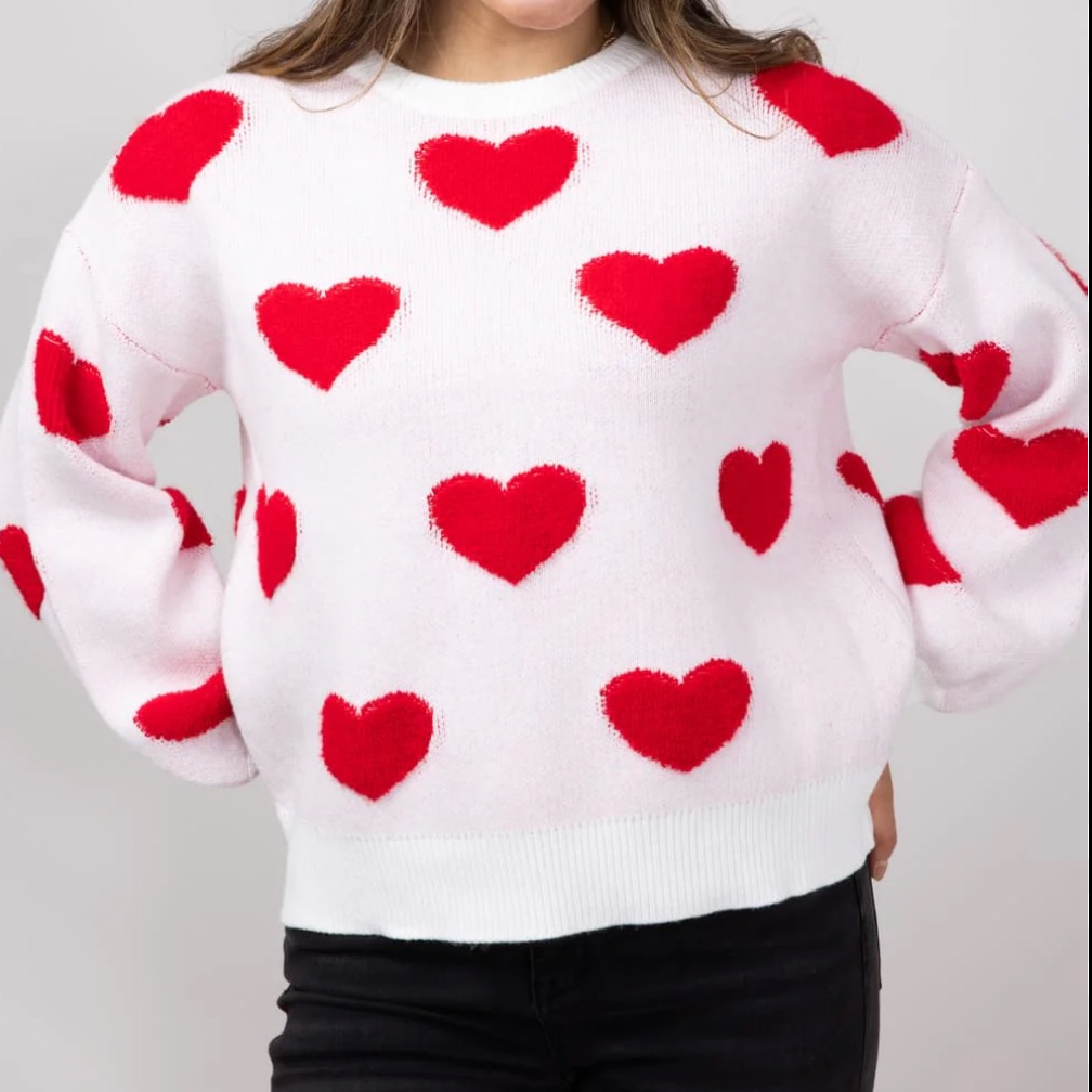 Nwt Vici Miracle Multi Hearts Open Back Valentines Sweater